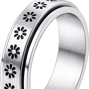 FIBO STEEL Stainless Steel Spinner Ring for Women Men Fidget Band Rings